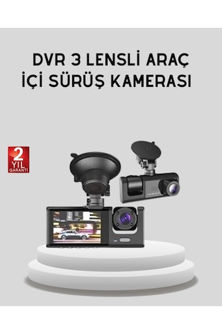 Full Hd Üç Kameralı Araç Kamerası 170 Geniş Açılı Ve Park Destekli