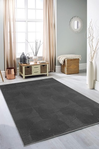 Rölyef Halı Yolluk Antrasit Renk Kaymaz Taban Makinada Yıkanabilir Salon, Mutfak, Koridor, Balkon, Çocuk Odası Halısı Antrasit