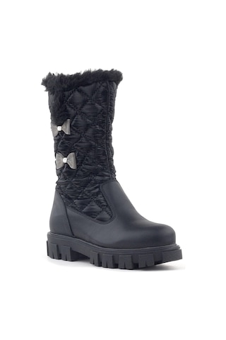 Rakerplus Siyah Uzun Fermuarlı Kurdeleli Kız Çocuk Yağmur Çizmesi Siyah