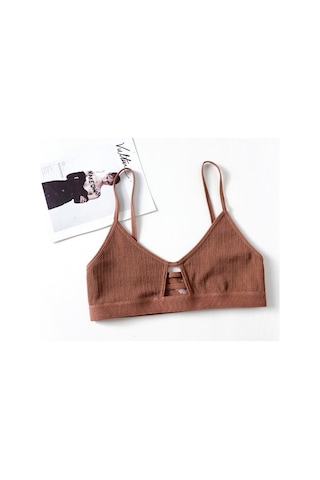 Kahverengi Dikişsiz Bel Nefes Alabilir Çelik Olmayan Halka Avrupa Ve Amerika'da Kadınlar İçin Sünger Olmayan İç Giyim Rahat Sutyen Kahverengi