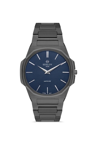 Hislon Cl127n-11sn Safir Camlı Çelik Kordon Çelik Kasa 3 Atm Suya Dayanıklı Metalik Renk Erkek Kol Saati Füme
