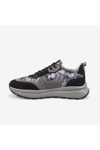 Kemal Tanca Erkek Hakiki Deri Kamuflaj Desenli Multi Spor&sneaker Ayakkabı 25198 Siyah - Gri