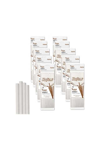 Kafem Beyaz Kağıt Pipet 19.5 CM 10 x 25'li