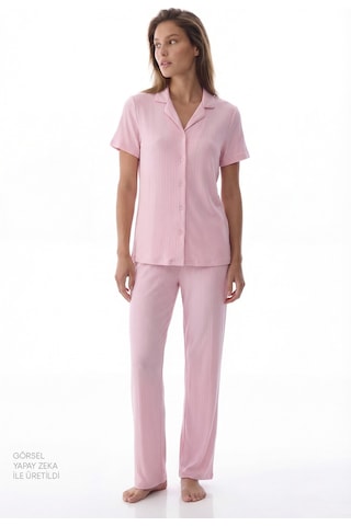 Penti Pembe Alia Pink Gömlek Pantolon Pijama Takımı