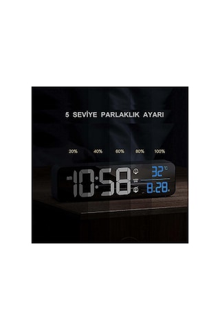Hd Led Ekranlı Aynalı Uzun Elektronik Saat Sıcaklık Tarih Dijital Masa Saati Çok Renkli