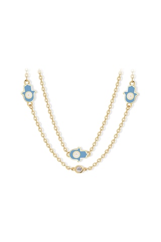 14 Ayar Sarı Altın Fatma Ana Eli Figürlü Kolye