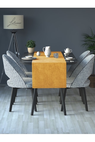 Kadife Efektli Balpeteği Sarısı Aura Serisi Runner 40 X 140 Balpeteği Sarısı