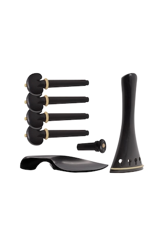 Yaozixa Ebony 4/4 Keman Aksesuar Seti: Teli Taşı + Saksı + Boyun Desteği + Uç Çivi, Kaliteli Ahşap, Profesyonel Montaj