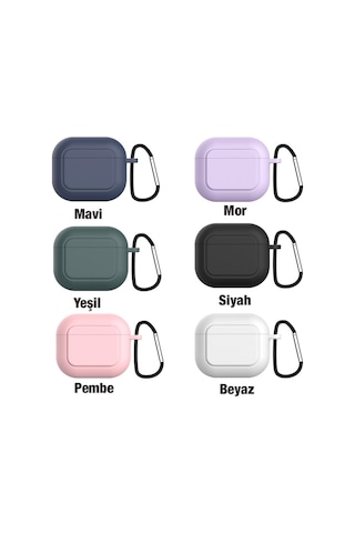 Ally Apple Uyumlu AirPods 3 için Kancalı Ultra İnce Silikon Kulaklık Kılıfı Siyah