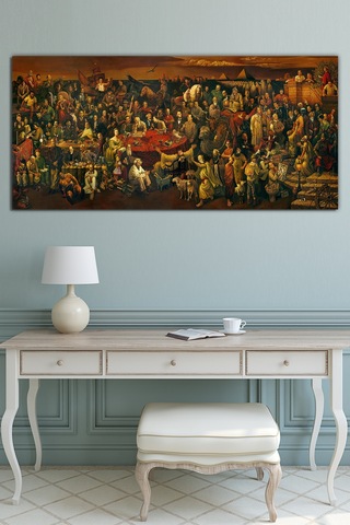 Dante Discussing The Divine Comedy With Dante Kanvas Tablo 80 x 40