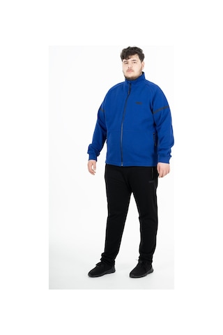 Maraton Sportswear Büyük Beden Erkek Hakim Yaka Dar Paça Uzun Kol Basic Saks Eşofman Takımı 21518-Saks Saks Mavi