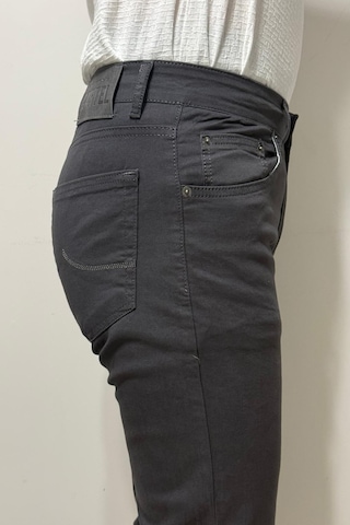 Hacker Denim Dmctekstil Erkek 1025 Yüksek Bel Rahat Kesim Boru Paça Üstten Cepli Keten Jean Pantolon Füme