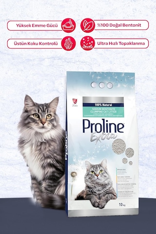 Extra Sodıum Bentonite Gri Bentonit Topaklaşan Kedi Kumu 10 L 3 Paketi