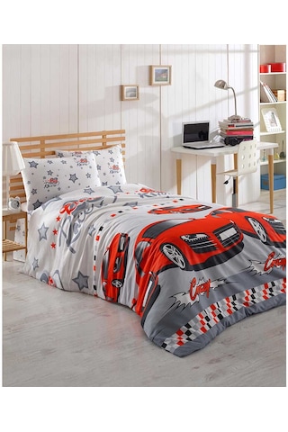 Kolay Ütülenir Nevresim Takımı Tek Kişilik Crazy Kırmızı