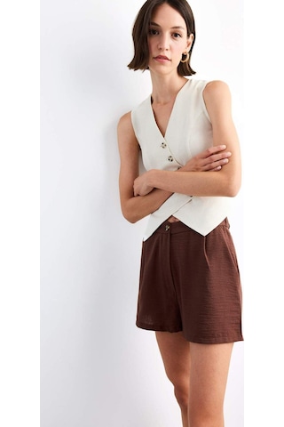 Defacto Slim Fit Dar Kesim V Yaka Keten Yelek G0663ax25smwt34 Beyaz