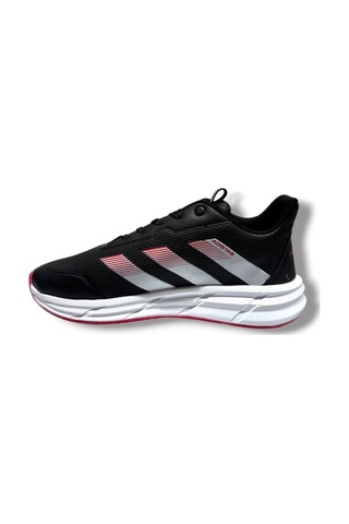Adistar 018-26 Baskı Deri Anatomik Erkek Sneaker Siyah Beyaz Kırmızı Siyah