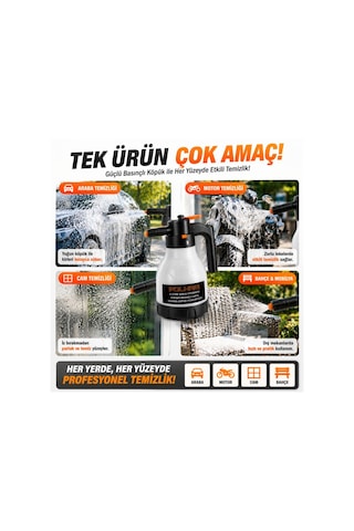 Polham Yeni Nesil 2l Şarjlı Otomatik Basınçlı Araç Yıkama Köpük Püskürtücü, Araç, Jant, Bahçe Yıkama Pompası Beyaz