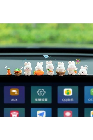 Singree 8 Adet Sevimli Kartoon Tavşan Figürü - Araba İç Dekorasyonu, Navigasyon Ekranı Ve Konsol Aksesuarı, Stili Ve Eğlenceni Araca Taşı