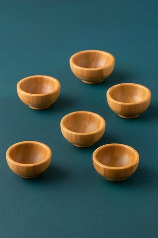 6 Lı Bambu Çerezlik Seti Doğal, Şık Ve Dayanıklı Sunum Kaseleri Bambu