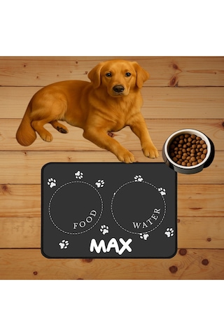 İsmli Özel Kedi Köpek Mama Paspası Ve Beslenme Altlığı Mama Önü Tuvalet Önü Paspas 40x60cm Çok Renkli