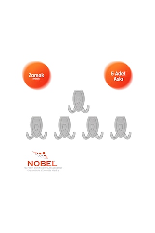Zepli N Askı, Metal Vestiyer Askısı, Matkrom Matkrom, Duvar Ve Dolap Askılığı 5'li Set Vidalı Krom