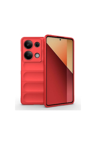 Redmi Note 13 Pro 4g Kılıf Esnek Tpu Oyuklu Arka Yüzey Tasarımlı Zore Etnik Silikon Kapak Kırmızı
