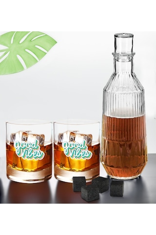 Bk Gift Dtf Motto Tasarımlı İkili Viski Kadehi, Viski Taşı Ve Karaf Seti-2, Arkadaşa Hediye, Sevgiliye Hediye Kobitmeyencom30458 Bk Gift