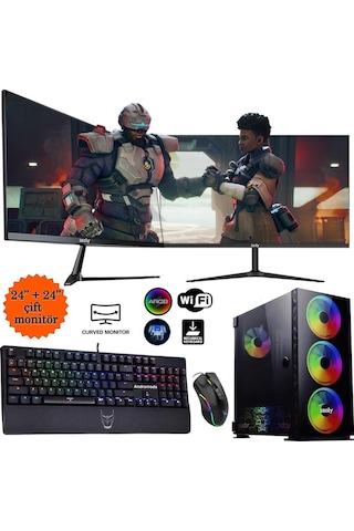 Izoly ST998767 i5-10400F 32 GB 512 GB M.2 NVMe GTX1660S 6 GB 24"+24" Free Dos Masaüstü Oyuncu Bilgisayarı
