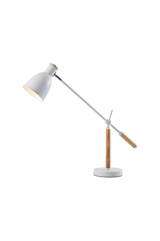 Marmo Ahşap Detaylı Beyaz Ders Çalışma Masası Lambası Beyaz - Kahverengi