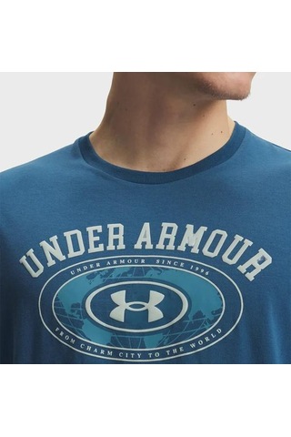 Under Armour 60/40s Armour Globe Erkek Mavi Polo Yaka Tişört