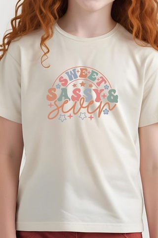 Fyk Kids Kız Çocuk Sweat Sassy Baskılı Tişört Krem
