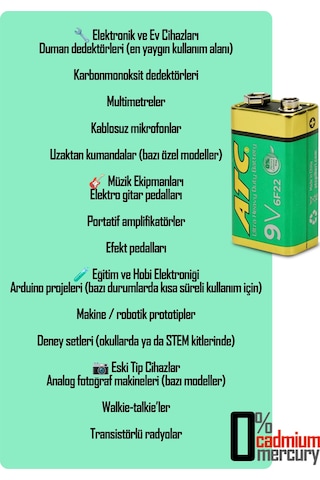 Atc 4lü 9v Volt Kare Pil Heavy Duty Elektronik Pili Çinko Karbon Pil Zn-c 9 V
