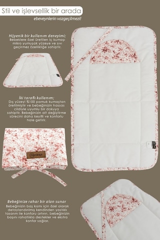 Mordesign Bebek Çanta Alt Açma Minderi Alt Değiştirme Pedi Taşınabilir Bakım Örtüsü Çıtır Seri Pudra