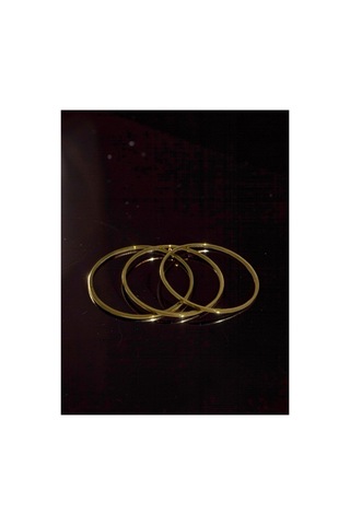 Premium 3'lü Seri Pürüzsüz Yüzey İnce Gold Halka Bilezik Seti Altın