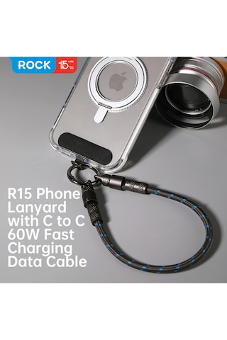 R15 Bilek Askılı Şarj Kablosu - Type-c To Type-c - 60w - 30 Cm