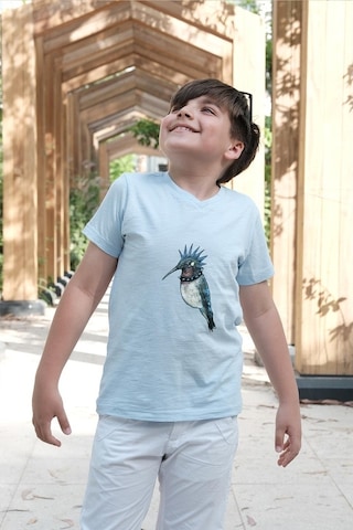 Kısa Kol Pamuk Tişört Mavi Punky Animals 2022-B-0003