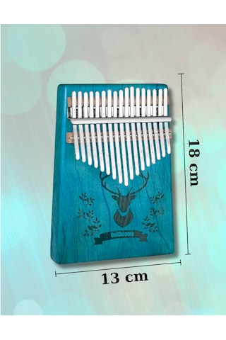 Klx-510 Hakiki Ağaç Geyik Desenli Kalimba 17 Tuşlu Mavi