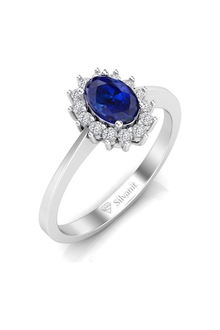 0,60 Karat Pırlantalı Safir Yüzük (464657158)