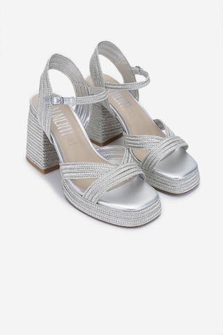 Valmenti Kadın Vegan/tekstil Topuklu Sandalet 1141 Havana-002 Bn Sndlt Y25 Sılver Rope Gümüş