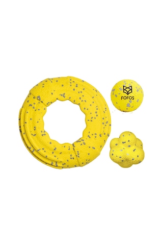 Hangfox Köpekler İçin Dayanıklı Diş Tırmalama Oyuncak Seti - Büyük Irklar İçin, Dışarıda Eğlence: Frisbee + Moleküler Top + Esnek Top Sarı