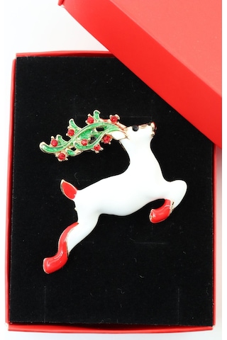 Noel Geyiği Broş. Taşlı Tasarım Ren Geyiği Broş. Yaka İğnesi Broş. Geyik Broş. Kadın Broş. Broş. Çok Renkli