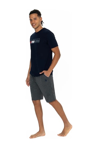 U.s. Polo Assn. Erkek Alt Üst Yuvarlak Yaka Pijama Şort Takımı Lacivert
