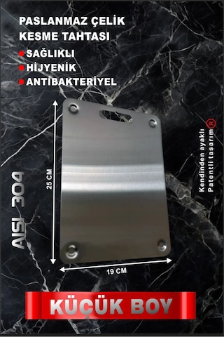Küçük Boy-paslanmaz Çelik Kesme Tahtası- Ayaklı-antibakteriyel
