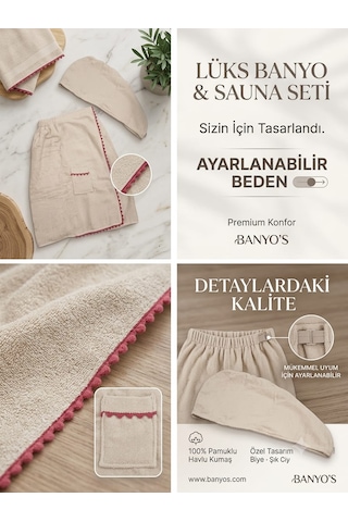 Lüks 2'li Banyo Ve Sauna Seti Ayarlanabilir Gövde Havlusu Ve Saç Bonesi, %100 Pamuklu, Premium Kurulama Seti S M L Xl Bej