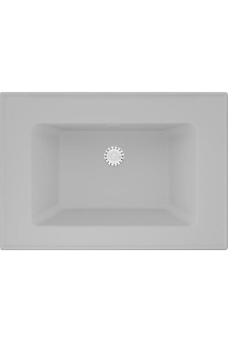 Real Stone Zenıth 65 Etajerli Beyaz Granit Banyo Lavabosu 65x45 Beyaz