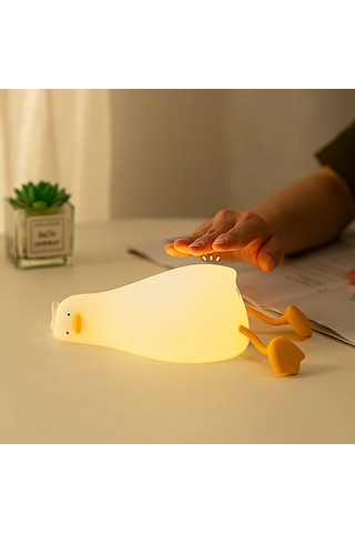Hpytech Sevimli Ördek Dokunmatik Led Işıklı Şarjlı Gece Lambası Beyaz