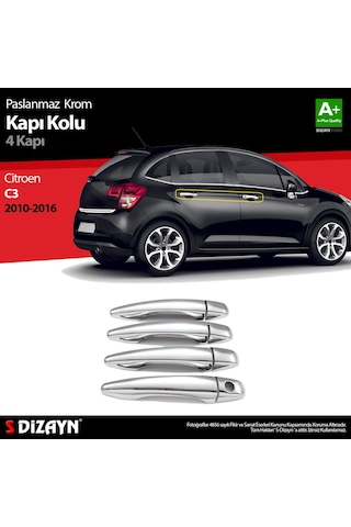 S-Dizayn Citroen C3 Uyumlu Krom Kapı Kolu 4 Kapı 2010-2016