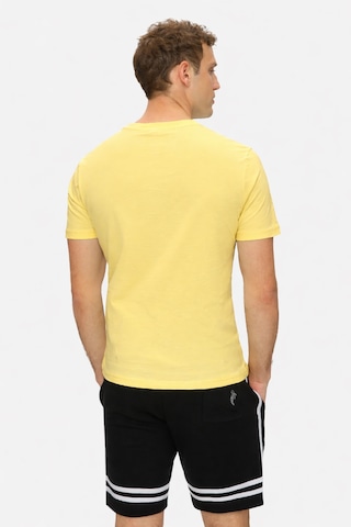 Ucla Bass Sarı Bisiklet Yaka Baskılı Pamuk Standard Fit Erkek Tshirt Sari 2XL