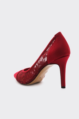 Derinet Tül Dantelli Kadın Stiletto Bordo Bordo