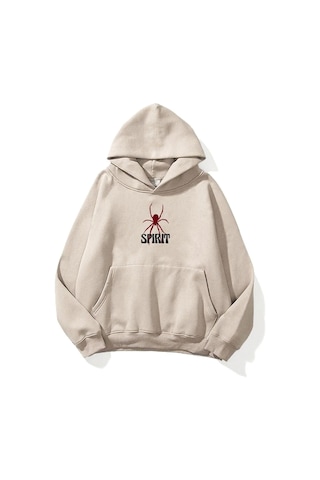 Malıbu Baskılı Oversize Sweatshirt Bej2 Bej